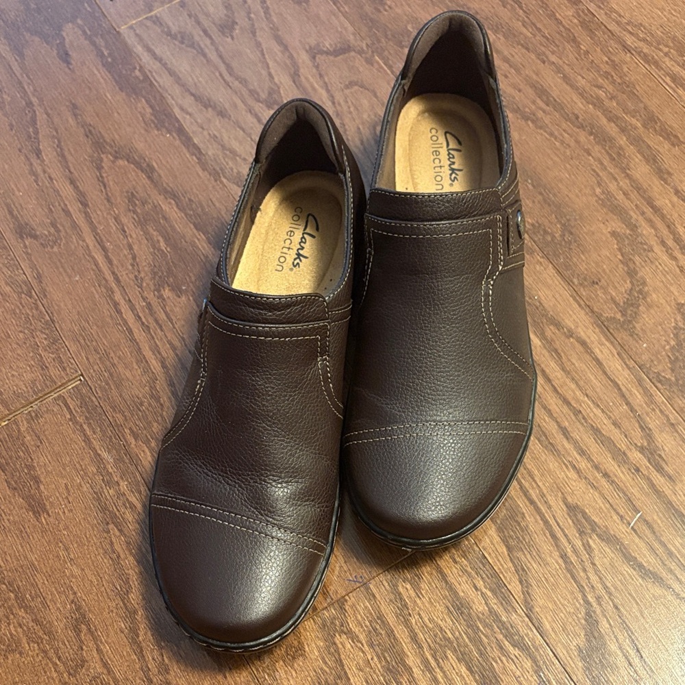 Clarks Brown Leather Women's Shoes - Picture 1 of 8